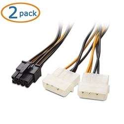 Cable Matters 2-Pack PCI-E 8 Pin to 2 Molex Power Cable 4 Inches