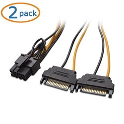 Cable Matters 2-Pack 8-Pin PCIe to 2xSATA Power Cable 5 Inches