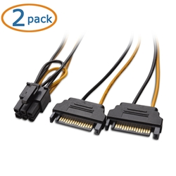 Cable Matters 2-Pack 6 Pin PCIe to 2xSATA Power Cable 4 Inches