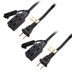Cable Matters 2-Pack 16 AWG 2-Prong Extension Cord with Tamper Guard