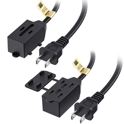 Cable Matters 2-Pack 16 AWG 2-Prong Extension Cord with Tamper Guard