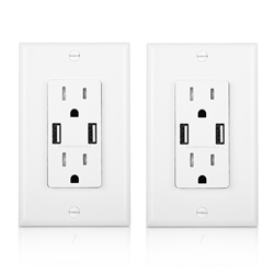 Cable Matters 2-Pack Tamper Resistant 15A Duplex Outlet with 4A USB Charging
