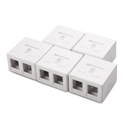 Cable Matters [UL Listed] 5-Pack 2-Port Keystone Jack Surface Mount Box in White