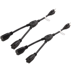 Cable Matters 2-Pack 2-Outlet AC Power Cord Y-Splitter - 1.2 Ft