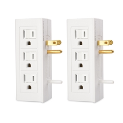 2 Pack 3-Outlet Wall Adapter Converts 1 Outlet to 3 Current Tap Grounded Polariz 