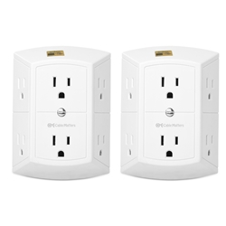 Cable Matters 2-Pack 6-Outlet Grounded Three Sided Wall Tap