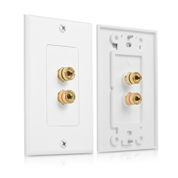 Cable Matters 2-Pack Banana Jack Binding Post Wall Plate for 1 Speaker in White