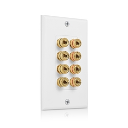 Cable Matters Banana Jack Binding Post Wall Plate for 4 Speakers in White