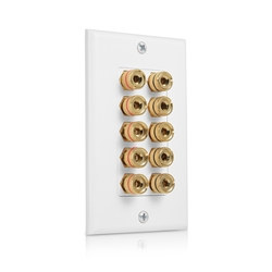 Cable Matters Banana Jack Binding Post Wall Plate for 5 Speakers in White
