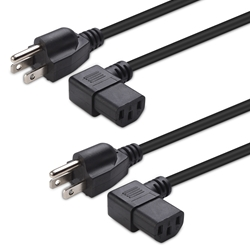 Cable Matters 2-Pack 16 AWG Right Angle Power Cord (NEMA 5-15P to Angled IEC C13)