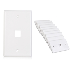 Cable Matters [UL Listed] 10-Pack Low Profile 1 Port Keystone Jack Wall Plate in White