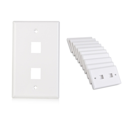 Cable Matters [UL Listed] 10-Pack Low Profile 2 Port Keystone Jack Wall Plate in White