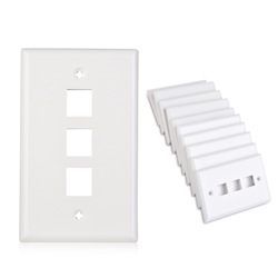 Cable Matters [UL Listed] 10-Pack Low Profile 3 Port Keystone Jack Wall Plate in White