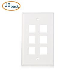 Cable Matters [UL Listed] 10-Pack Low Profile 6 Port Keystone Jack Wall Plate in White