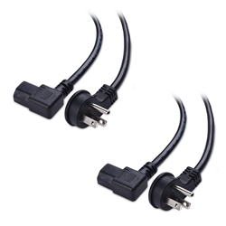 Cable Matters 2-Pack 16 AWG Low Profile Right Angle Power Cord (NEMA 5-15P to Angled IEC C13)