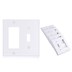Cable Matters 5-Pack Toggle Switch Double Gang Wall Plate Cover for Decorator Device in White
