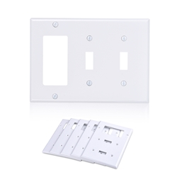 Cable Matters 5-Pack Triple-Gang Toggle Switch Wall Plate for Decorator Device in White