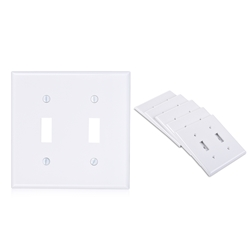 Cable Matters 5-Pack Double-Gang Toggle Switch Wall Plate in White