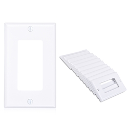 Cable Matters 10-Pack Single Gang Wall Plate Cover for Decorator Device in White