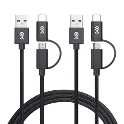 Cable Matters 2-Pack 2-in-1 USB-C Cable with Tethered USB-C to Micro USB Adapter