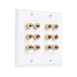 Cable Matters Double Gang Speaker Wall Plate with Binding Post for 6 Speakers