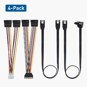 straight SATA III 90-degree right angle SATA III data cable SATA power splitter Molex power cable