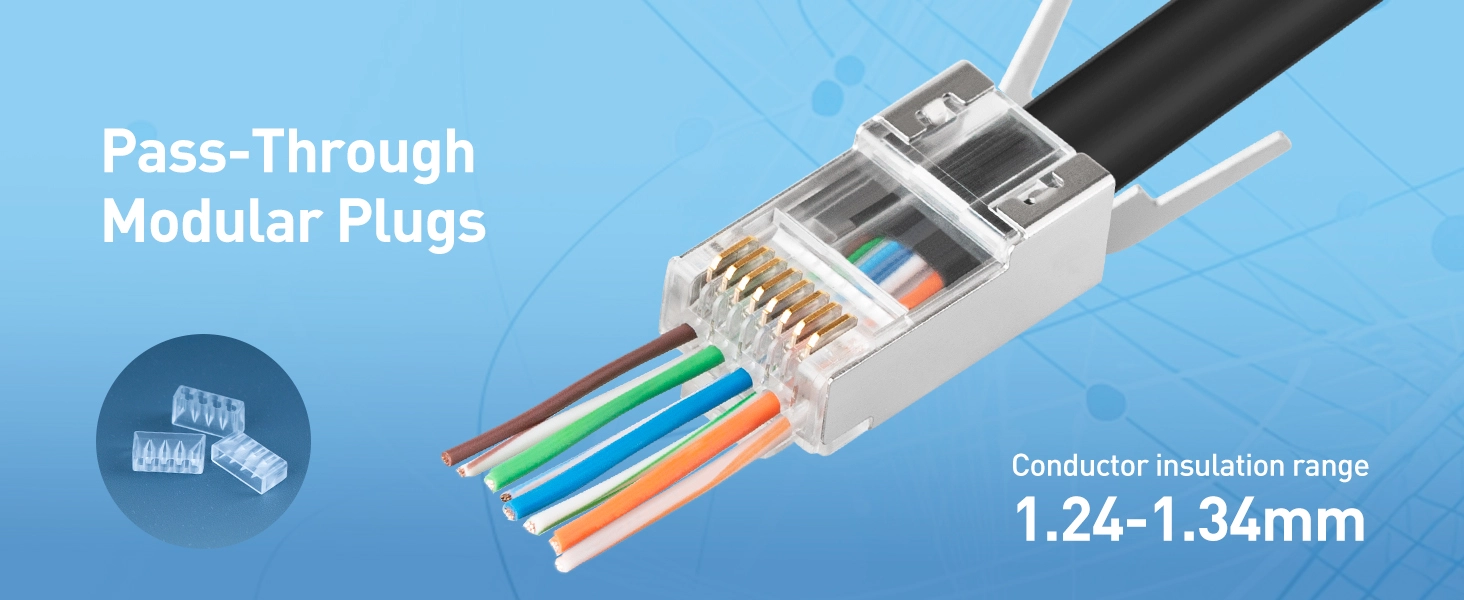  Shielded Cat8 RJ45 Pass Through Connector with Strain Relief Boots 