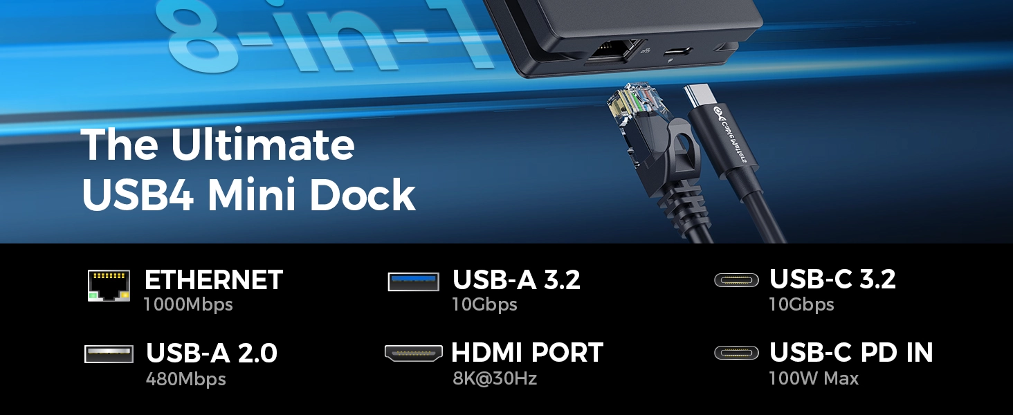   8-in-1 Portable 40Gbps USB4 Hub