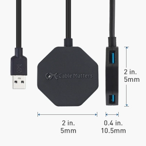 Ultra Mini 4 Port USB Hub (USB 3.0 Hub, USB 3 Hub) with Long 4 ft