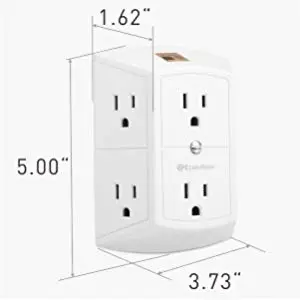  Cable Matters 2-Pack 3 Sided 6 Outlet Splitter Grounded Outlet Extender Wall Tap 