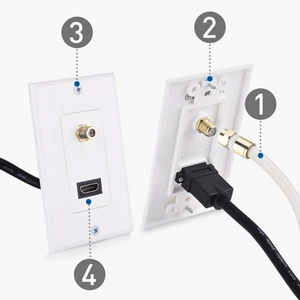 Cable Matters HDMI Wall Plate with Coax Outlet (Coax Wall Plate) in White