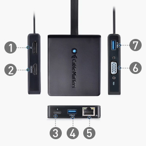 Cable Matters 7-Port Multiport Travel Dock with HDMI, DisplayPort & VGA