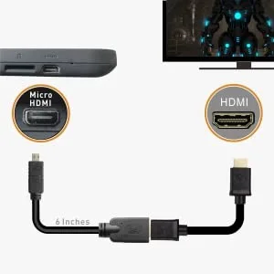 2-Pack Micro HDMI to HDMI Adapter (HDMI to Micro HDMI Adapter) 6 Inches