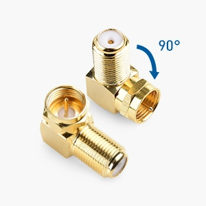 Gold Plated Right Angle F-Type Coaxial RG6 Adapter