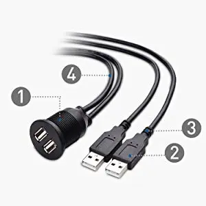 Cable Matters Car Stereo Dual USB Port Extender Cable/USB Panel Mount Cable
