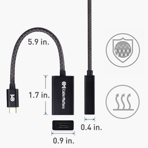 USB C to HDMI Adapter in Space Gray with Aluminum Housing with 4K 60Hz Support 