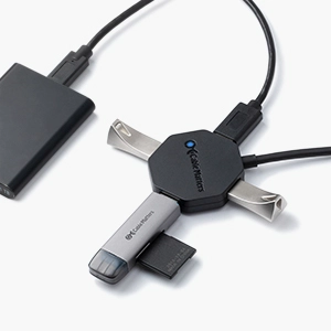 Ultra Mini 4 Port USB Hub (USB 3.0 Hub, USB 3 Hub) with Long 4 ft 