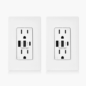 Tamper Resistant 15A Duplex Outlet with USB Charging up to 6-Amp Electrical Receptacle