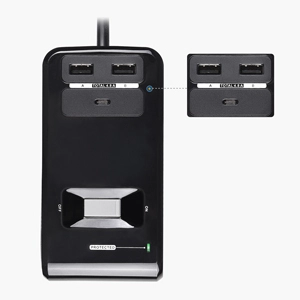 UL Listed 6 Outlet Desk Mount Surge Protector Power Strip with USB C and USB Charging, 1080 Joules