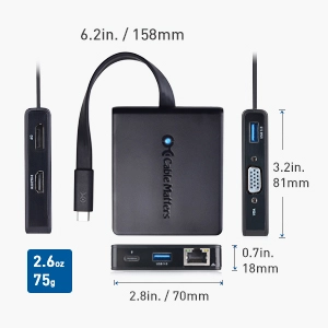 Cable Matters 7-Port Multiport Travel Dock with HDMI, DisplayPort & VGA