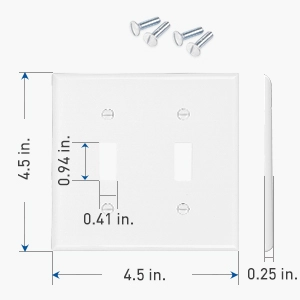 Cable Matters 5-Pack Double-Gang Toggle Switch Wall Plate (Wall Switch Cover) in White…