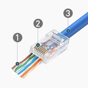 Cat 6 Pass Through RJ45 Modular Plugs for Solid or Stranded UTP Cable / Cat6 Pass Through Connectors
