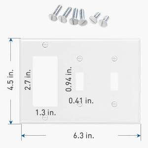5-Pack Triple-Gang Toggle Switch (Wall Switch Cover) Wall Plate for Decorator Device in White