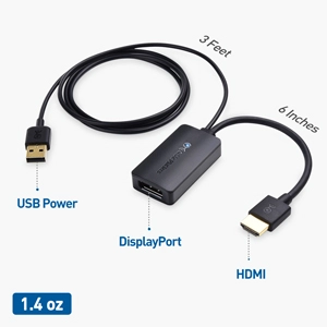 Cable Matters Unidirectional DisplayPort to HDMI Cable 35 ft, Gold-Plated  DP to HDMI Cable, Display Port to HDMI Adapter Cable, 35 Feet