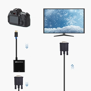Mini HDMI to VGA Adapter (Mini HDMI to VGA Converter) in Black