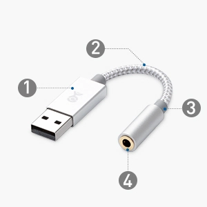 Cable Matters Premium Braided USB to 3.5mm Audio Adapter (USB Audio Adapter with Built in DAC Codec)