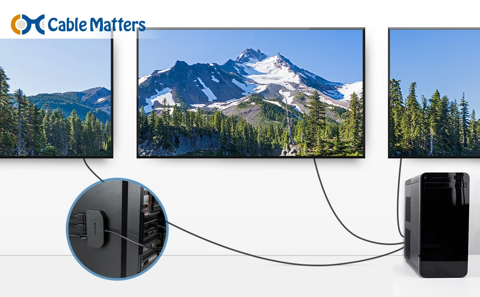 3-Port Mini DisplayPort 1.4 MST Multi-Monitor Hub