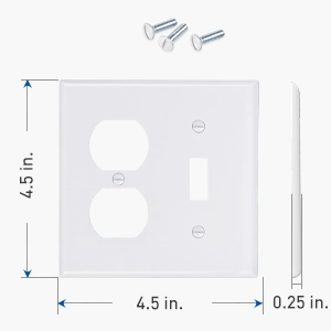  Duplex Outlet and Toggle Switch Wall Switch Cover Combo Double Gang Plate Outlet Cover Wall Plug