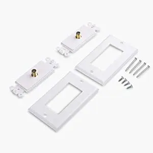 Cable Matters 2-Pack 1-Port TV Cable Wall Plate (Coax Wall Plate) in White