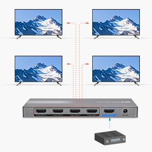   Cable Matters 4K 60Hz 4 Port HDMI Splitter 1 in 4 Out - Support 18Gbps HDMI 2.0 and HDR
